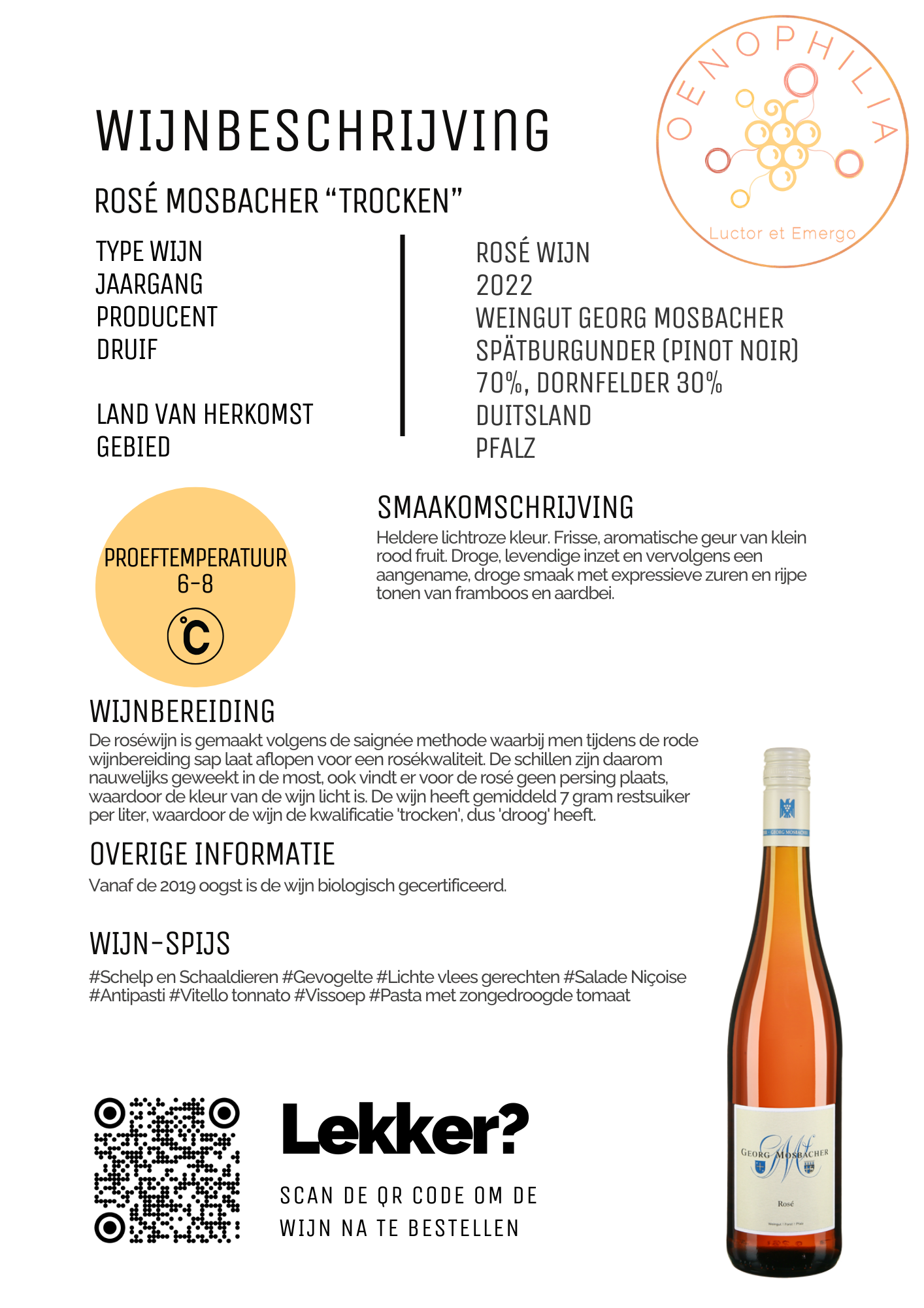 Rosé Mosbacher “Trocken” - Afbeelding 2