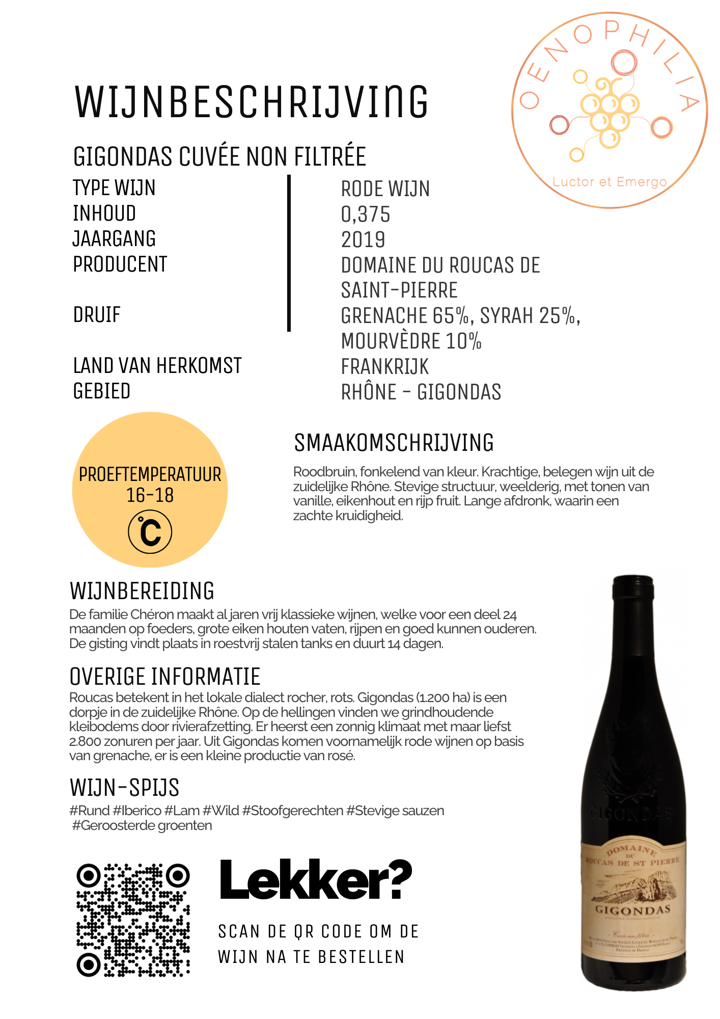 0,375 Gigondas Cuvée non filtrée - Afbeelding 2