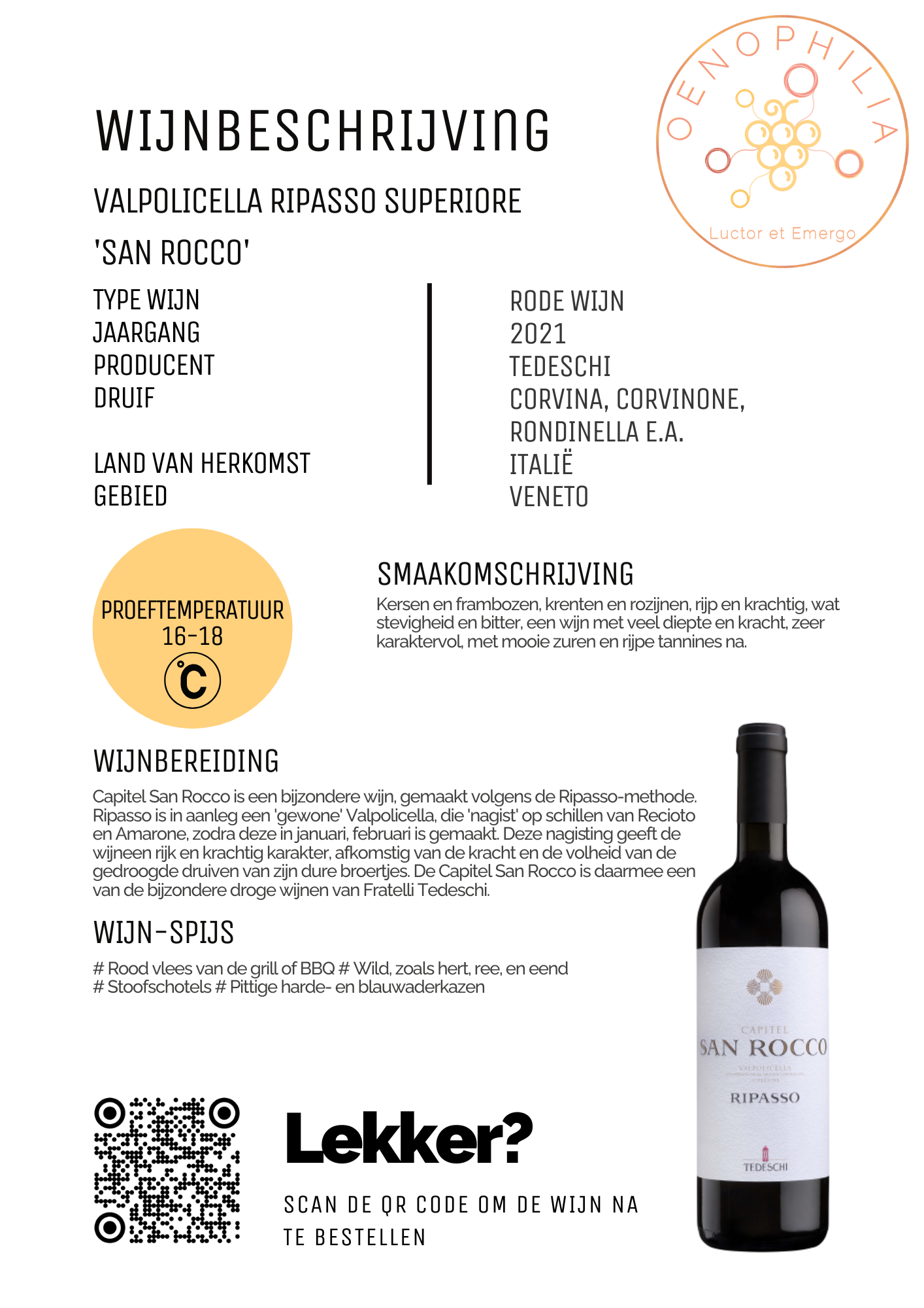 Valpolicella Ripasso Superiore Tedeschi - Afbeelding 2