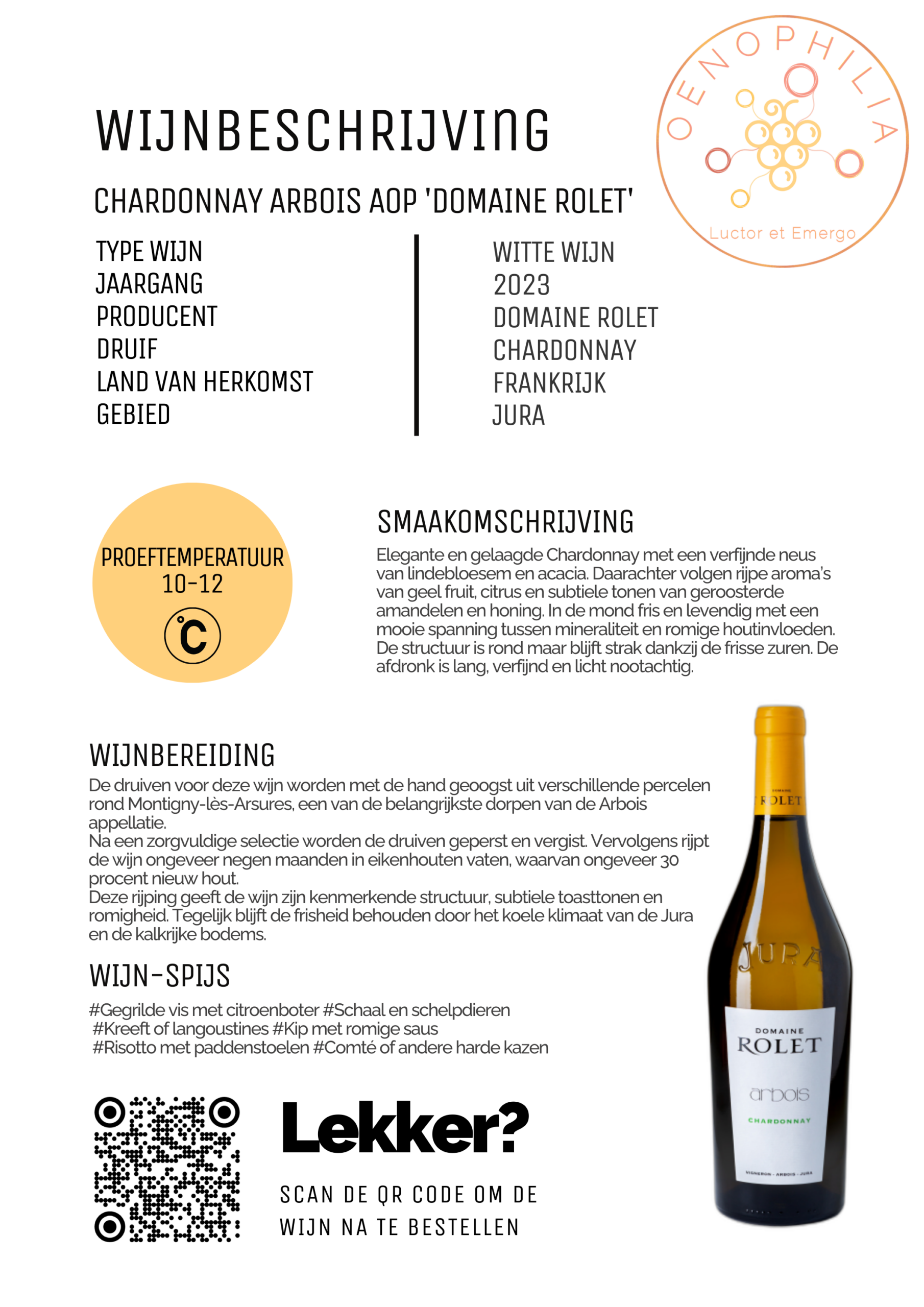 Chardonnay Arbois aop Domaine Rolet
